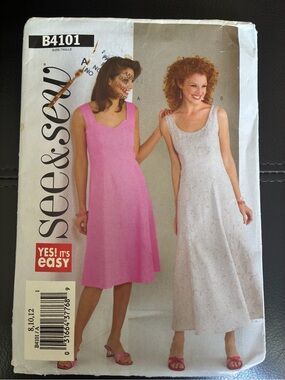 Women's Sewing Pattern for Sleeveless Slip Dress sz8-12